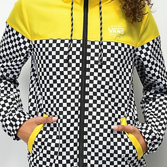 yellow checkerboard windbreaker